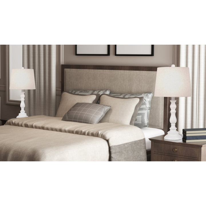 ##Antique Hardware## 60W CHESTER RESIN TABLE LAMP WITH HARDBACK TAPER DRUM FABRIC SHADE (SOLD AS PAIRS)