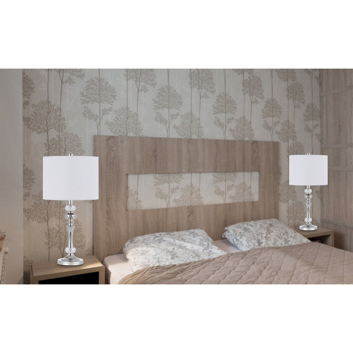 Antique Hardware 60W EFFINGHAM METAL TABLE LAMP WITH CRYSTAL FONT AND HARDBACK DRUM FABRIC SHADE (SOLD AS PAIRS) Table Lamp