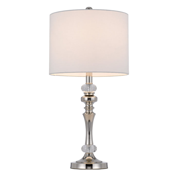 Antique Hardware 60W EFFINGHAM METAL TABLE LAMP WITH CRYSTAL FONT AND HARDBACK DRUM FABRIC SHADE (SOLD AS PAIRS) Table Lamp