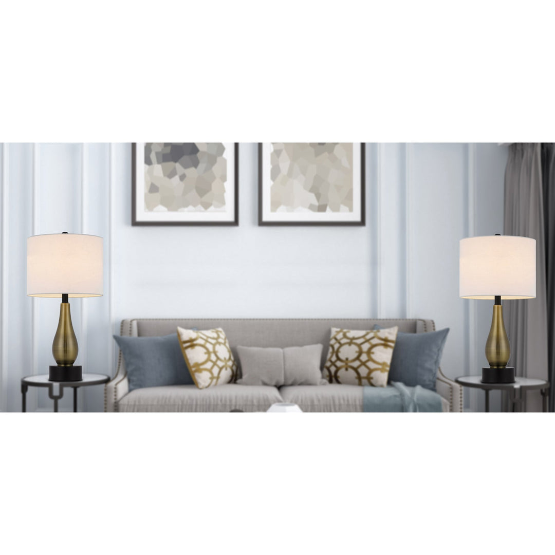 Antique Hardware 100W ASHLAND METAL TABLE LAMP WITH HARDBACK DRUM FABRIC SHADE (SOLD AS PAIRS) Table Lamp