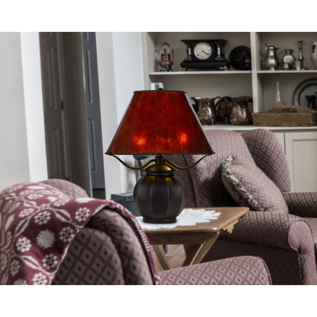 ##Antique Hardware## 60W X 2 INDIO METAL/RESIN MICA TABLE LAMP WITH PULL CHAIN SWITCH