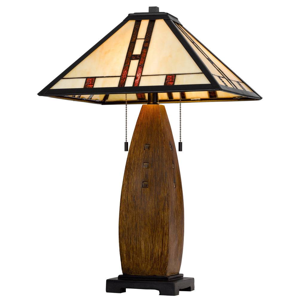 ##Antique Hardware## 60W X 2 METAL/RESIN TIFFANY TABLE LAMP WITH PULL CHAIN SWITCHES