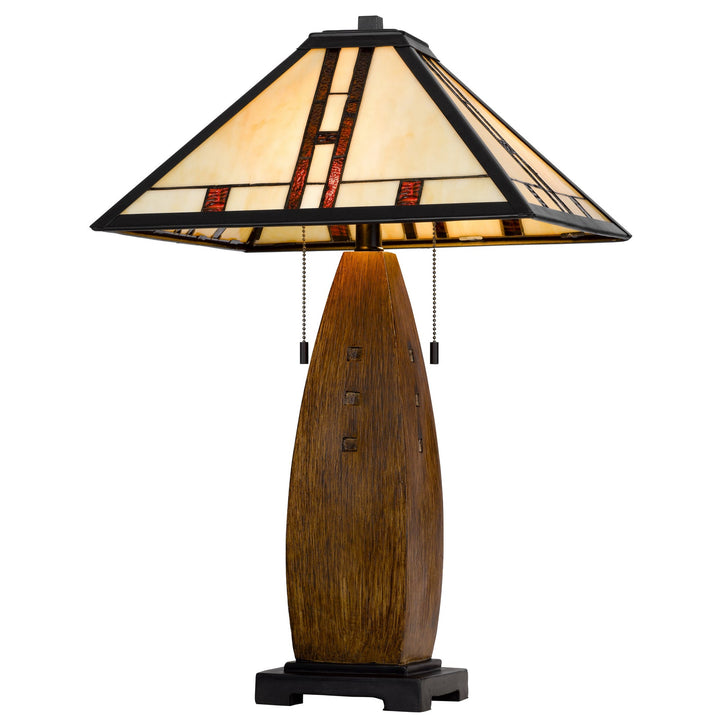 ##Antique Hardware## 60W X 2 METAL/RESIN TIFFANY TABLE LAMP WITH PULL CHAIN SWITCHES