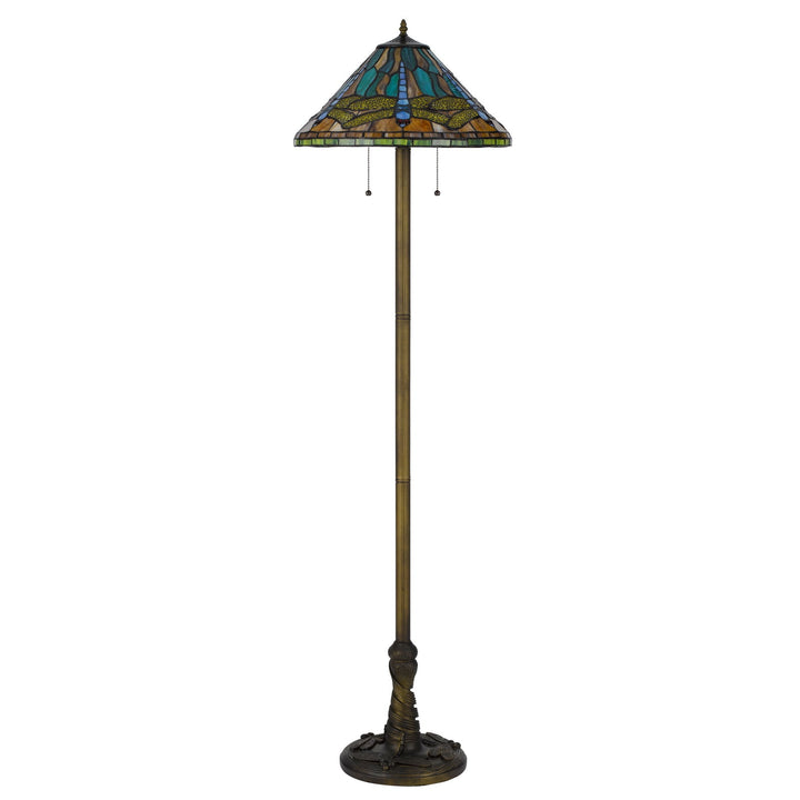 ##Antique Hardware## 60W X 2 METAL/RESIN TIFFANY TABLE LAMP WITH PULL CHAIN SWITCHES