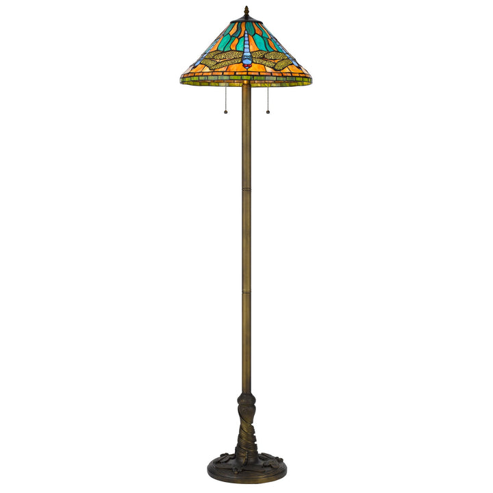 ##Antique Hardware## 60W X 2 METAL/RESIN TIFFANY TABLE LAMP WITH PULL CHAIN SWITCHES