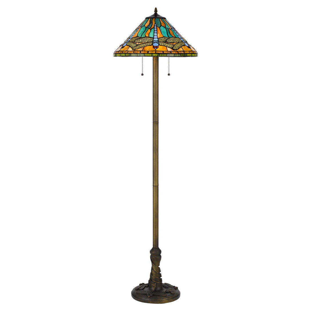 ##Antique Hardware## 60W X 2 METAL/RESIN TIFFANY TABLE LAMP WITH PULL CHAIN SWITCHES