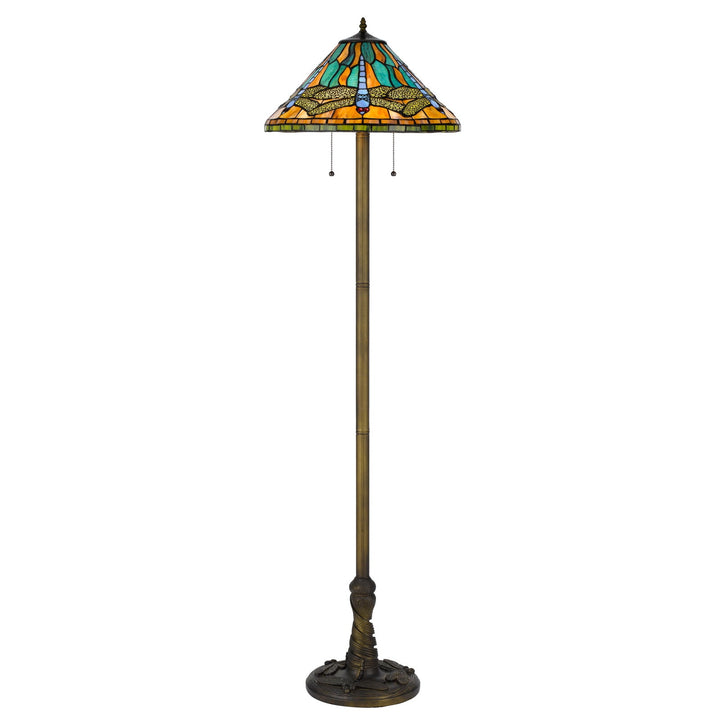##Antique Hardware## 60W X 2 METAL/RESIN TIFFANY TABLE LAMP WITH PULL CHAIN SWITCHES