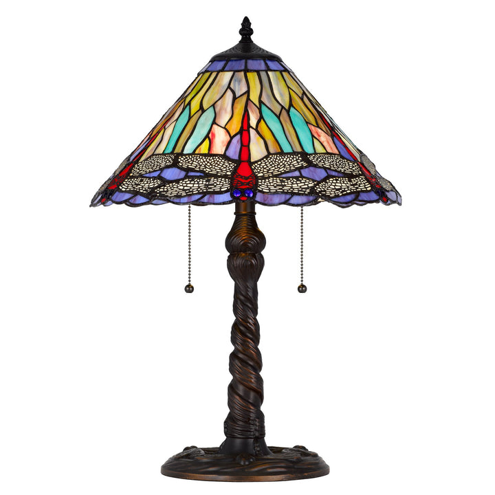 ##Antique Hardware## 60W X 2 METAL/RESIN TIFFANY TABLE LAMP WITH PULL CHAIN SWITCHES