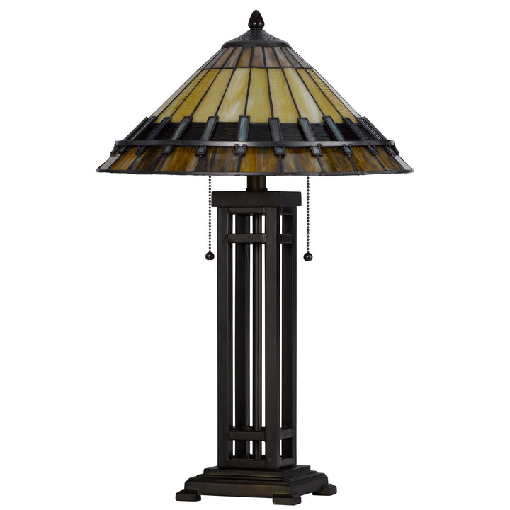 Antique Hardware 60W X 2 METAL/RESIN TIFFANY TABLE LAMP WITH PULL CHAIN SWITCHES Table Lamp