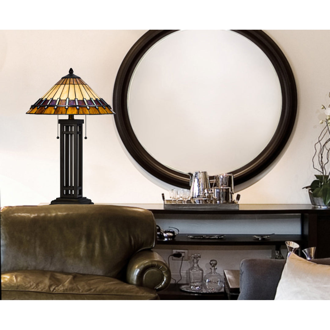 Antique Hardware 60W X 2 METAL/RESIN TIFFANY TABLE LAMP WITH PULL CHAIN SWITCHES Table Lamp