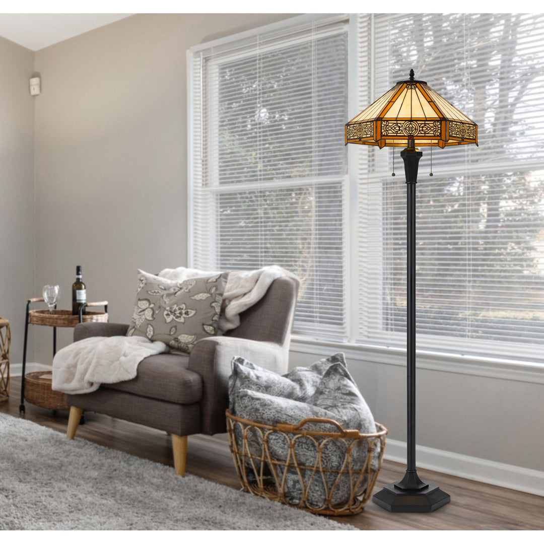 Antique Hardware 60W X 2 METAL/RESIN TIFFANY TABLE LAMP WITH PULL CHAIN SWITCHES Floor Lamp