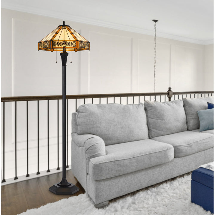 Antique Hardware 60W X 2 METAL/RESIN TIFFANY TABLE LAMP WITH PULL CHAIN SWITCHES Floor Lamp