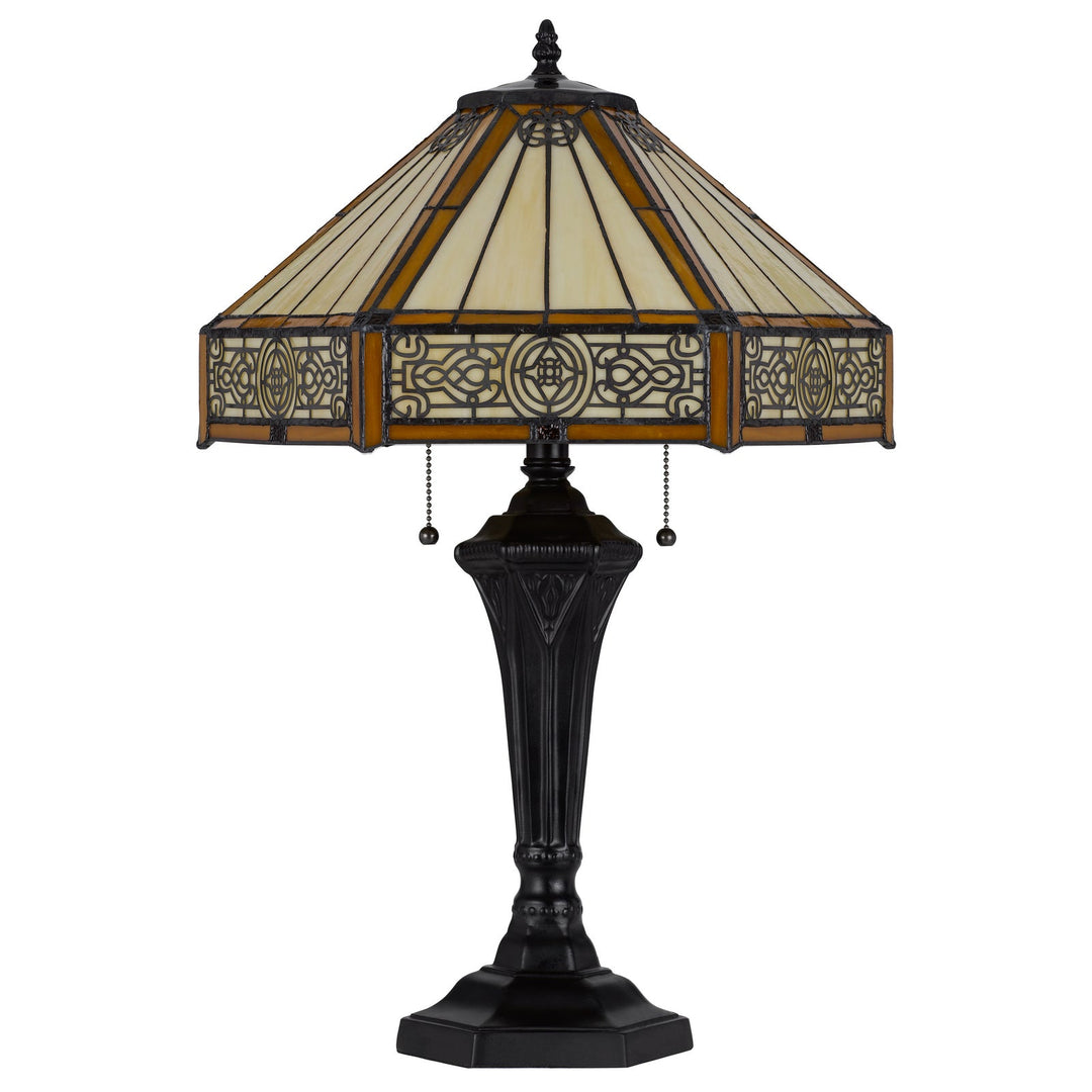 ##Antique Hardware## 60W X 2 METAL/RESIN TIFFANY TABLE LAMP WITH PULL CHAIN SWITCHES