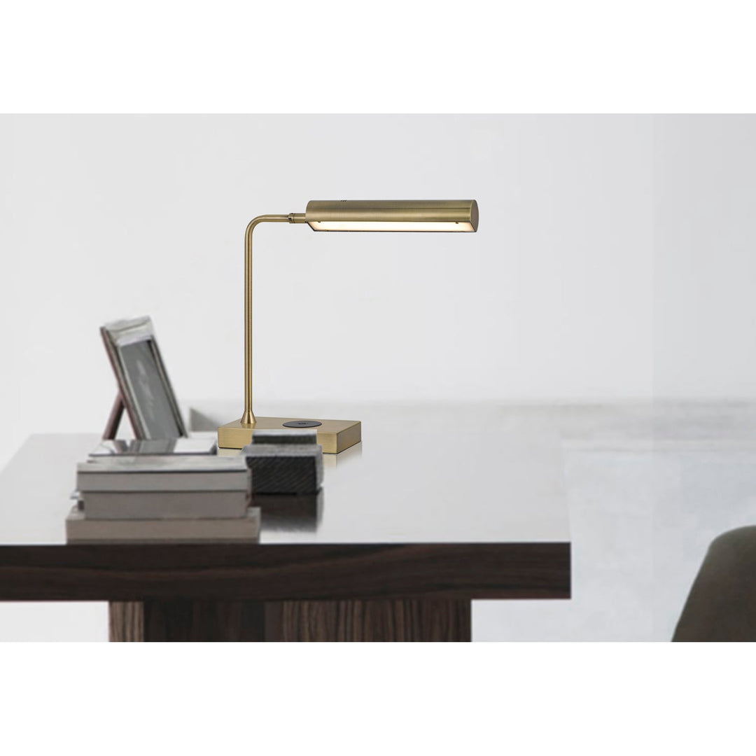 ##Antique Hardware## DELRAY 12W INTERGRATED LED METAL DESK LAMP WITH WIRELESS CHARGING PORT