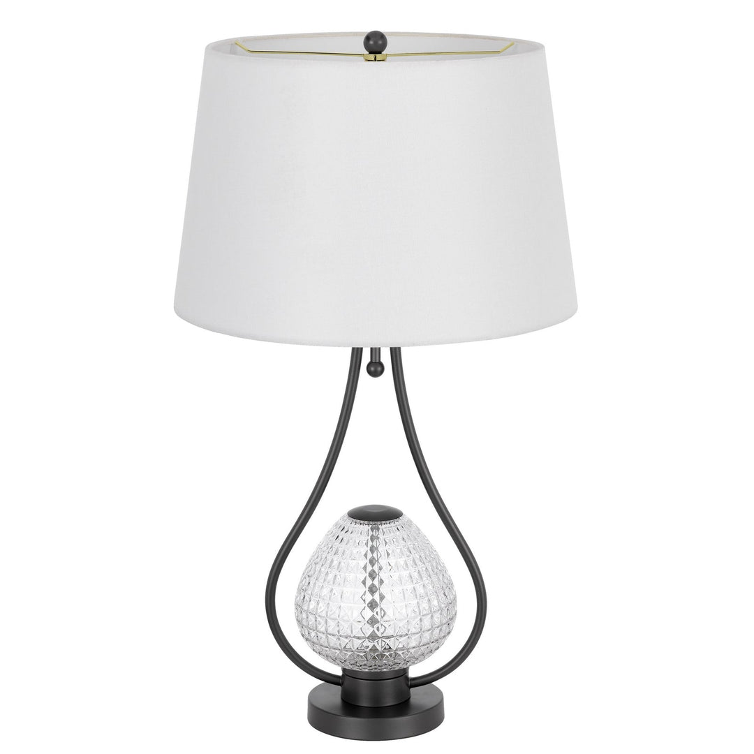 ##Antique Hardware## FORSSA 100W 3 WAY TABLE LAMP WITH 2W LED NIGHT LIGHT IN GLASS AND METAL BASE.