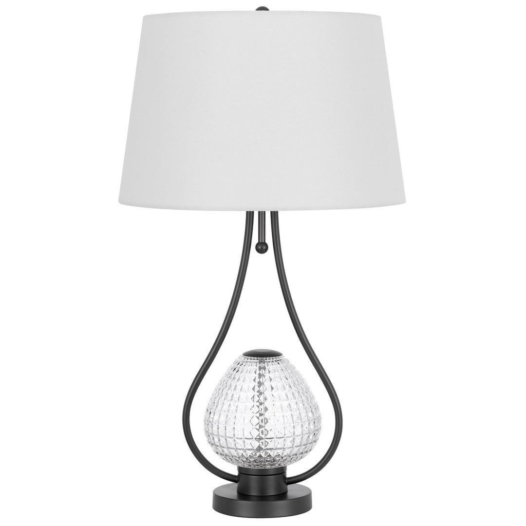 ##Antique Hardware## FORSSA 100W 3 WAY TABLE LAMP WITH 2W LED NIGHT LIGHT IN GLASS AND METAL BASE.