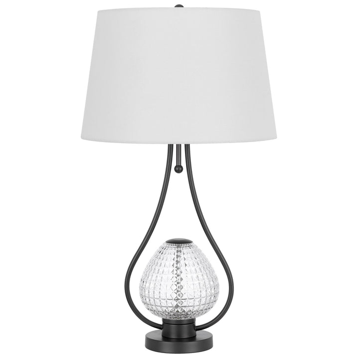 ##Antique Hardware## FORSSA 100W 3 WAY TABLE LAMP WITH 2W LED NIGHT LIGHT IN GLASS AND METAL BASE.