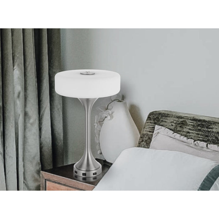 ##Antique Hardware## ESPOO 25W X 3 METAL DESK/TABLE LAMP WITH FROSTED GLASS SHADE