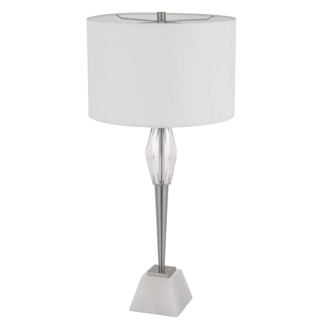 ##Antique Hardware## 150W 3 WAY ASSEN METAL TABLE LAMP WITH CRYSTAL FONT / MARBLE BASE AND DRUM HARDBACK FABRIC SHADE