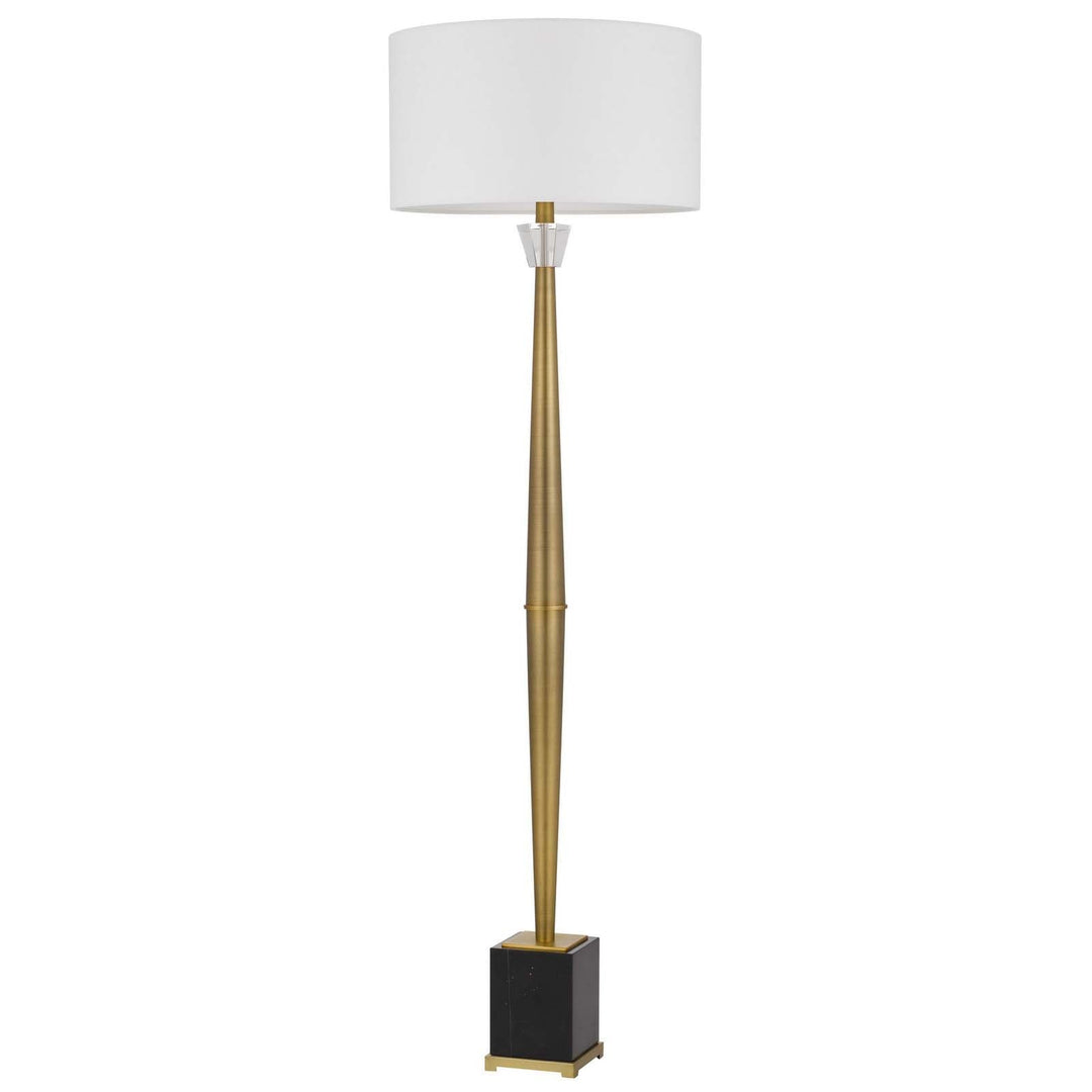 ##Antique Hardware## 150W 3 WAY SALFORD METAL FLOOR LAMP WITH CRYSTAL FONT / MARBLE BASE AND DRUM HARDBACK FABRIC SHADE