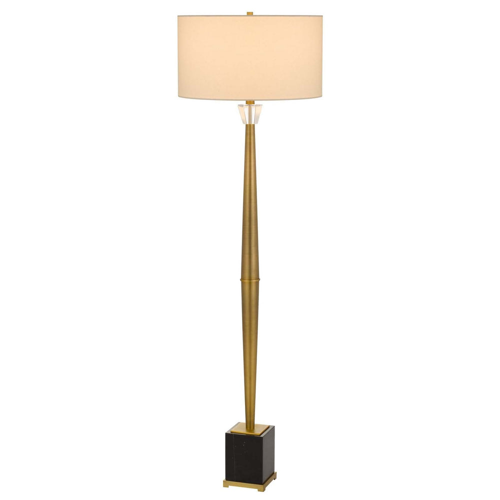 ##Antique Hardware## 150W 3 WAY SALFORD METAL FLOOR LAMP WITH CRYSTAL FONT / MARBLE BASE AND DRUM HARDBACK FABRIC SHADE