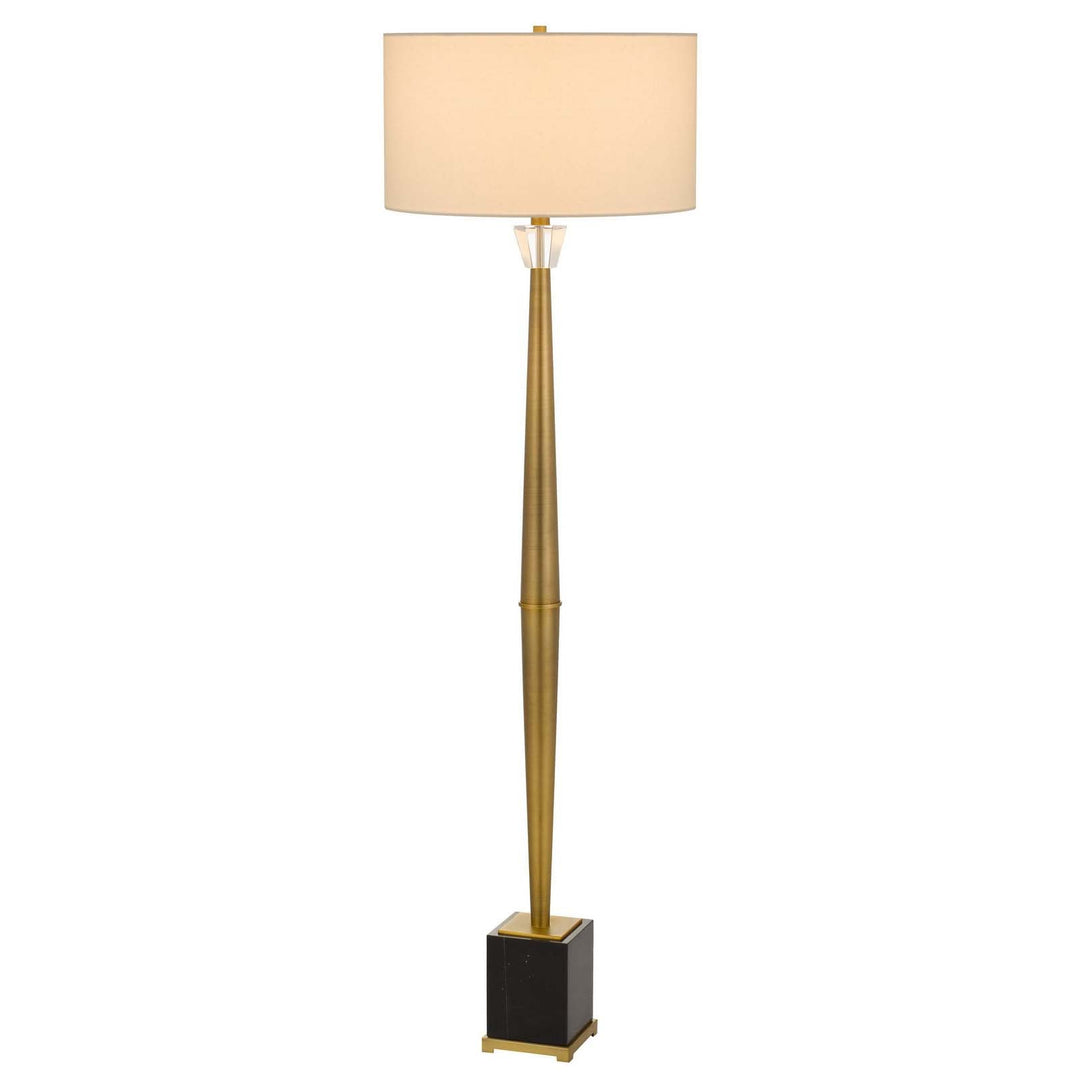 ##Antique Hardware## 150W 3 WAY SALFORD METAL FLOOR LAMP WITH CRYSTAL FONT / MARBLE BASE AND DRUM HARDBACK FABRIC SHADE
