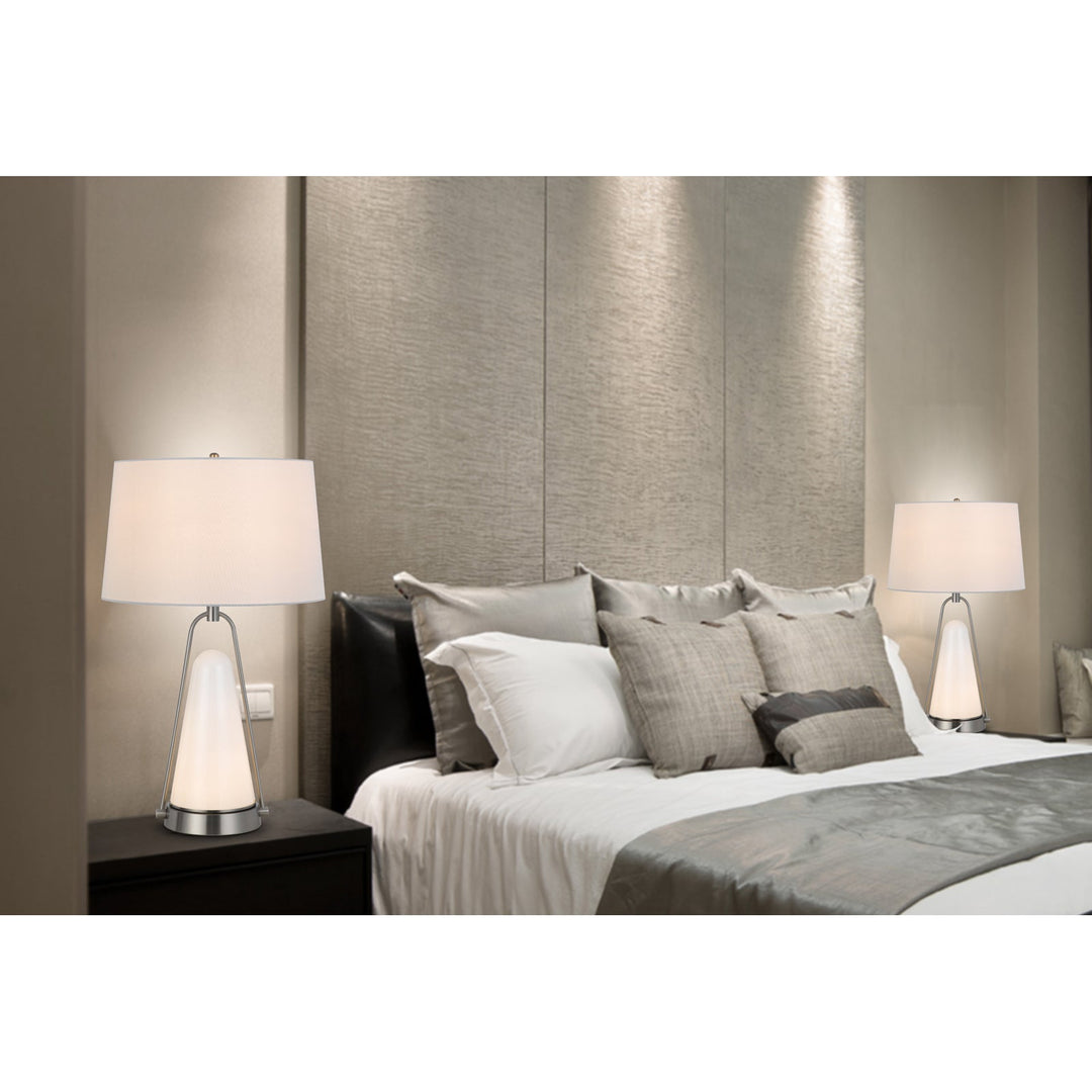 ##Antique Hardware## 100W BIRCHMORE METAL/GLASS TABLE LAMP WITH BUILT IN LED NIGHT LIGHT