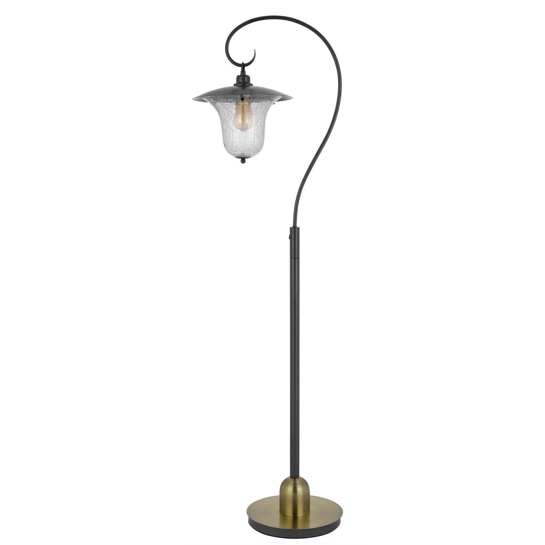 ##Antique Hardware## 60W WALCOTT DOWNBRIDGE LANTERN METAL FLOOR LAMP WITH BUBBLED GLASS SHADE