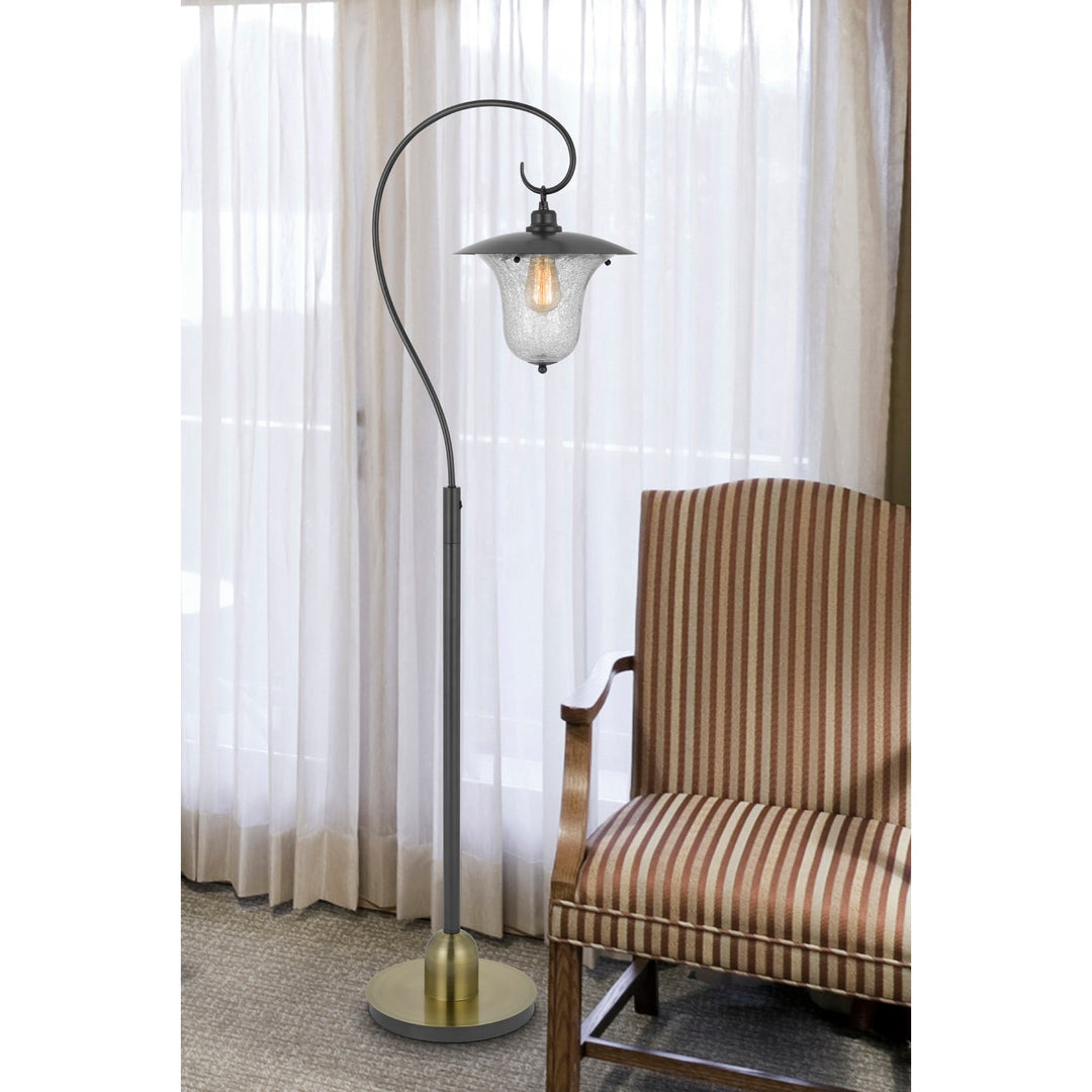 ##Antique Hardware## 60W WALCOTT DOWNBRIDGE LANTERN METAL FLOOR LAMP WITH BUBBLED GLASS SHADE