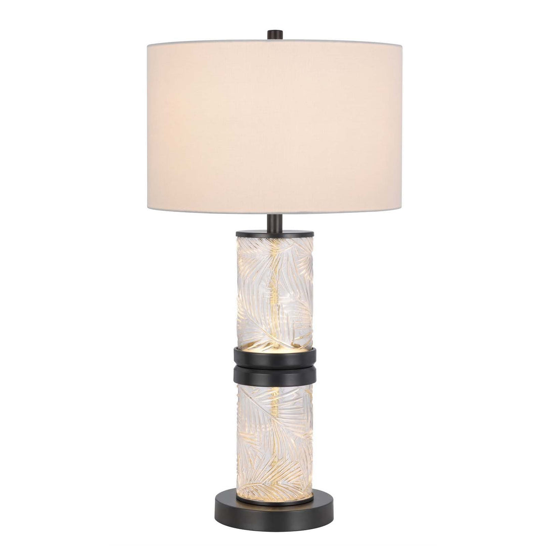 Antique Hardware 100W CARRINGTON METAL/GLASS TABLE LAMP WITH 4W INTEGRATED LED NIGHT LIGHT AND HARDBACK FABRIC SHADE Table Lamp