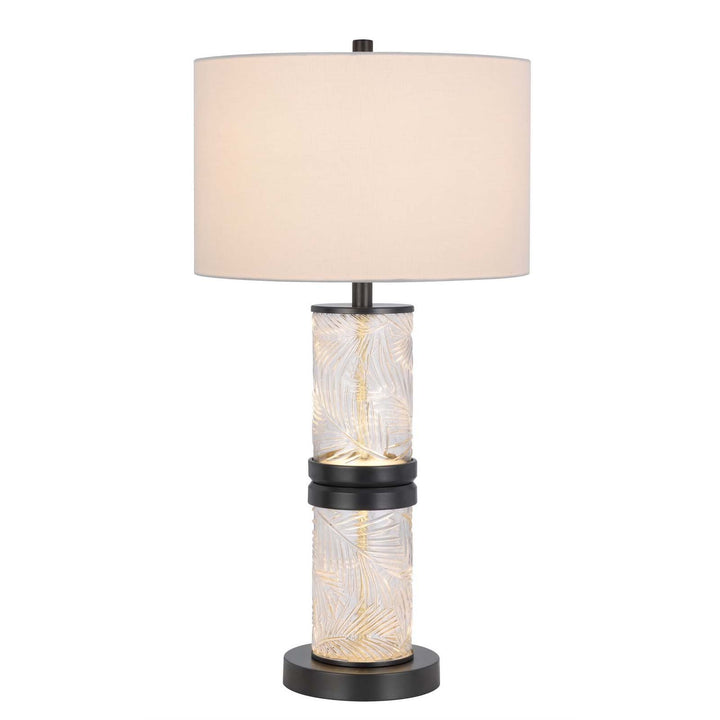 Antique Hardware 100W CARRINGTON METAL/GLASS TABLE LAMP WITH 4W INTEGRATED LED NIGHT LIGHT AND HARDBACK FABRIC SHADE Table Lamp