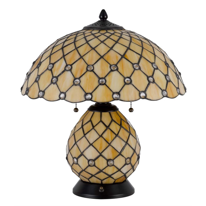 Antique Hardware 60W X 2 VALETTA TIFFANY TABLE LAMP WITH 2W INTEGRATED LED NIGHT LIGHT Table Lamp