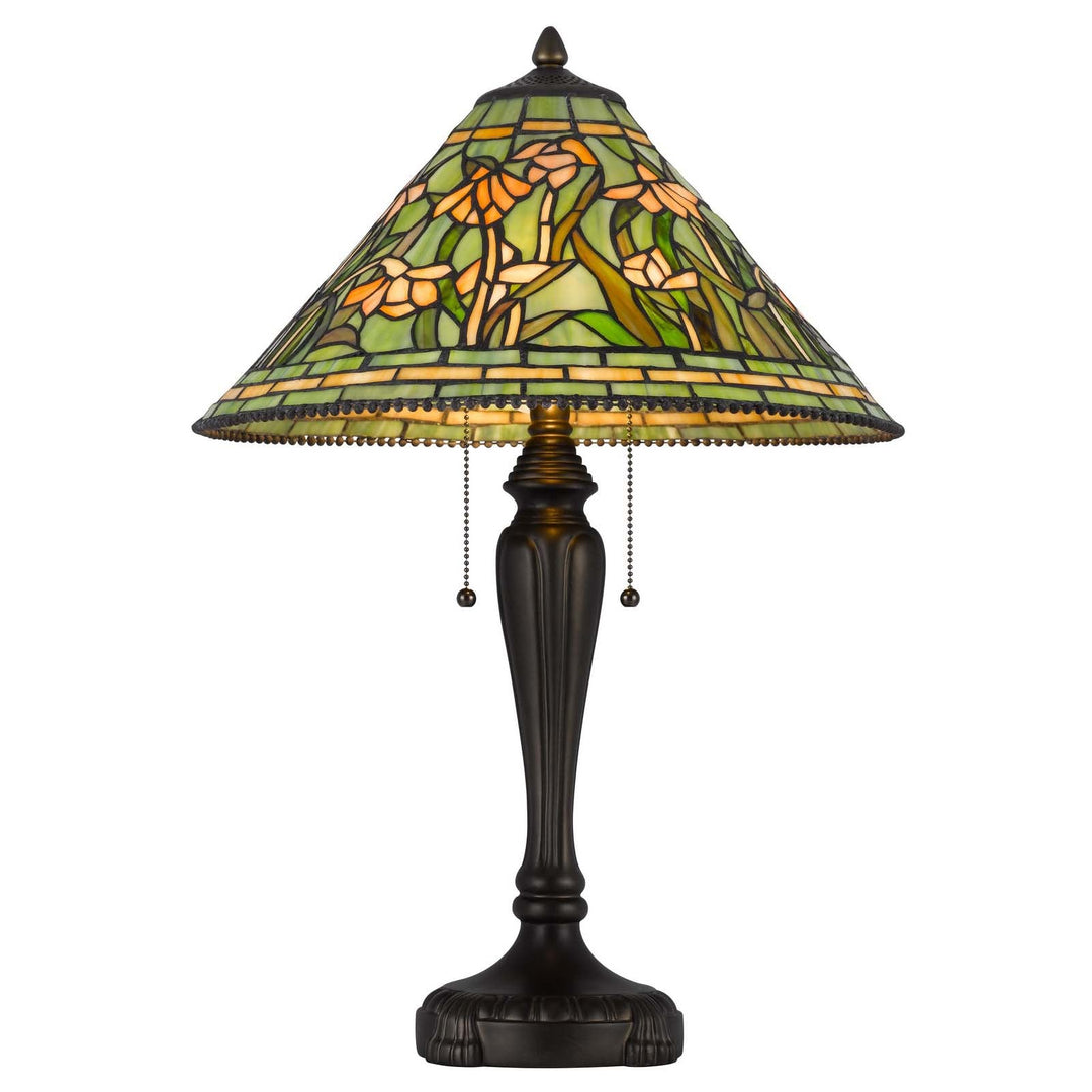 ##Antique Hardware## 60W X 2 MILWOOD TIFFANY TABLE LAMP