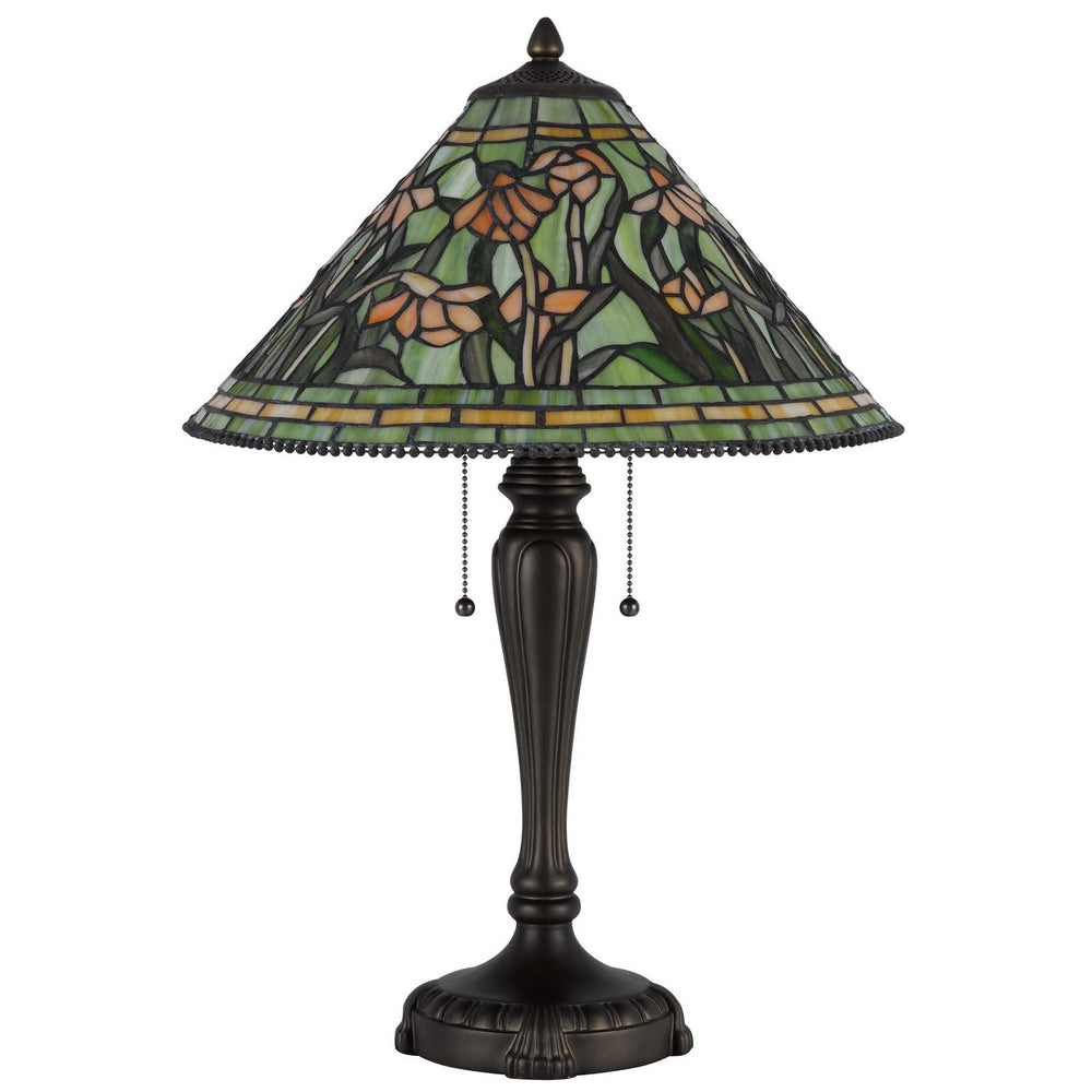 ##Antique Hardware## 60W X 2 MILWOOD TIFFANY TABLE LAMP