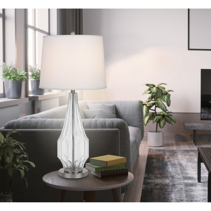 Antique Hardware 150W 3 WAY WALHAM GLASS TABLE LAMP WITH HARDBACK FABRIC SHADE (SOLD IN PAIRS) Table Lamp