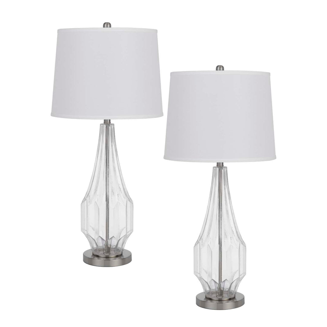 Antique Hardware 150W 3 WAY WALHAM GLASS TABLE LAMP WITH HARDBACK FABRIC SHADE (SOLD IN PAIRS) Table Lamp