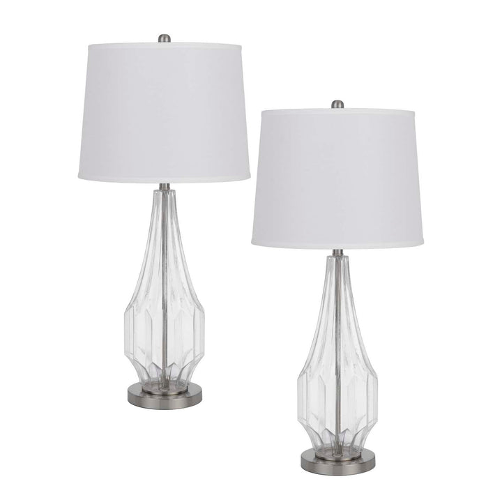 Antique Hardware 150W 3 WAY WALHAM GLASS TABLE LAMP WITH HARDBACK FABRIC SHADE (SOLD IN PAIRS) Table Lamp