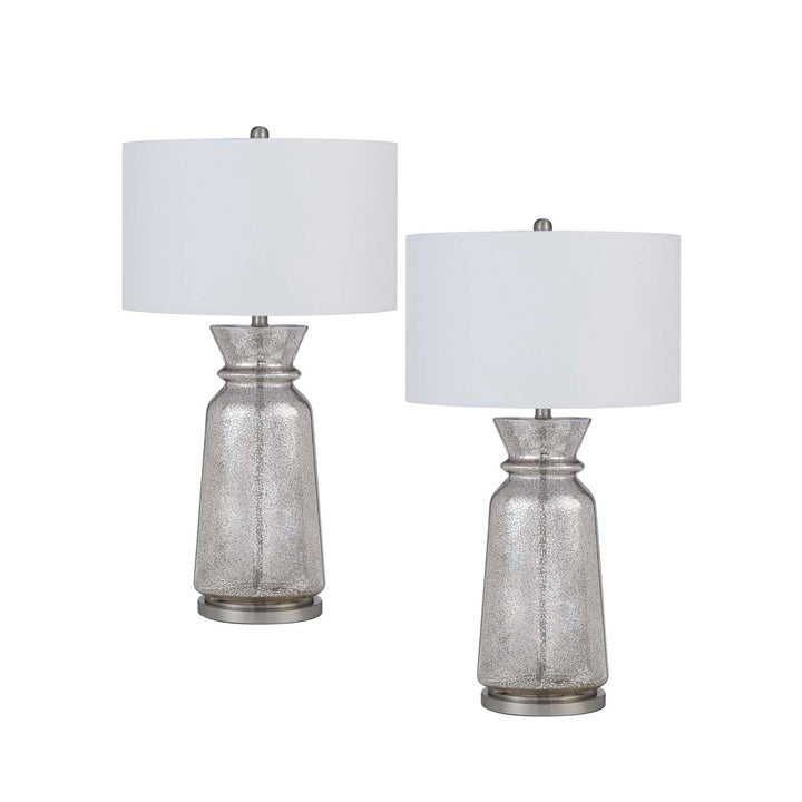 ##Antique Hardware## 150W 3 WAY KESWICK GLASS TABLE LAMP WITH HARDBACK FABRIC SHADE (SOLD IN PAIRS)