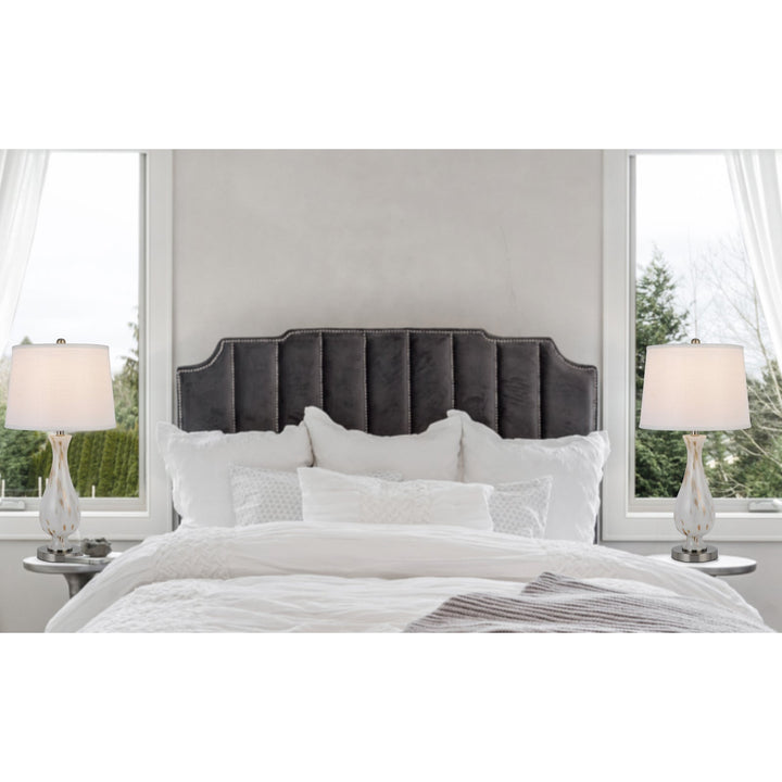 Antique Hardware 150W 3 WAY ABINGER GLASS TABLE LAMP WITH HARDBACK FABRIC SHADE (SOLD IN PAIRS) Table Lamp