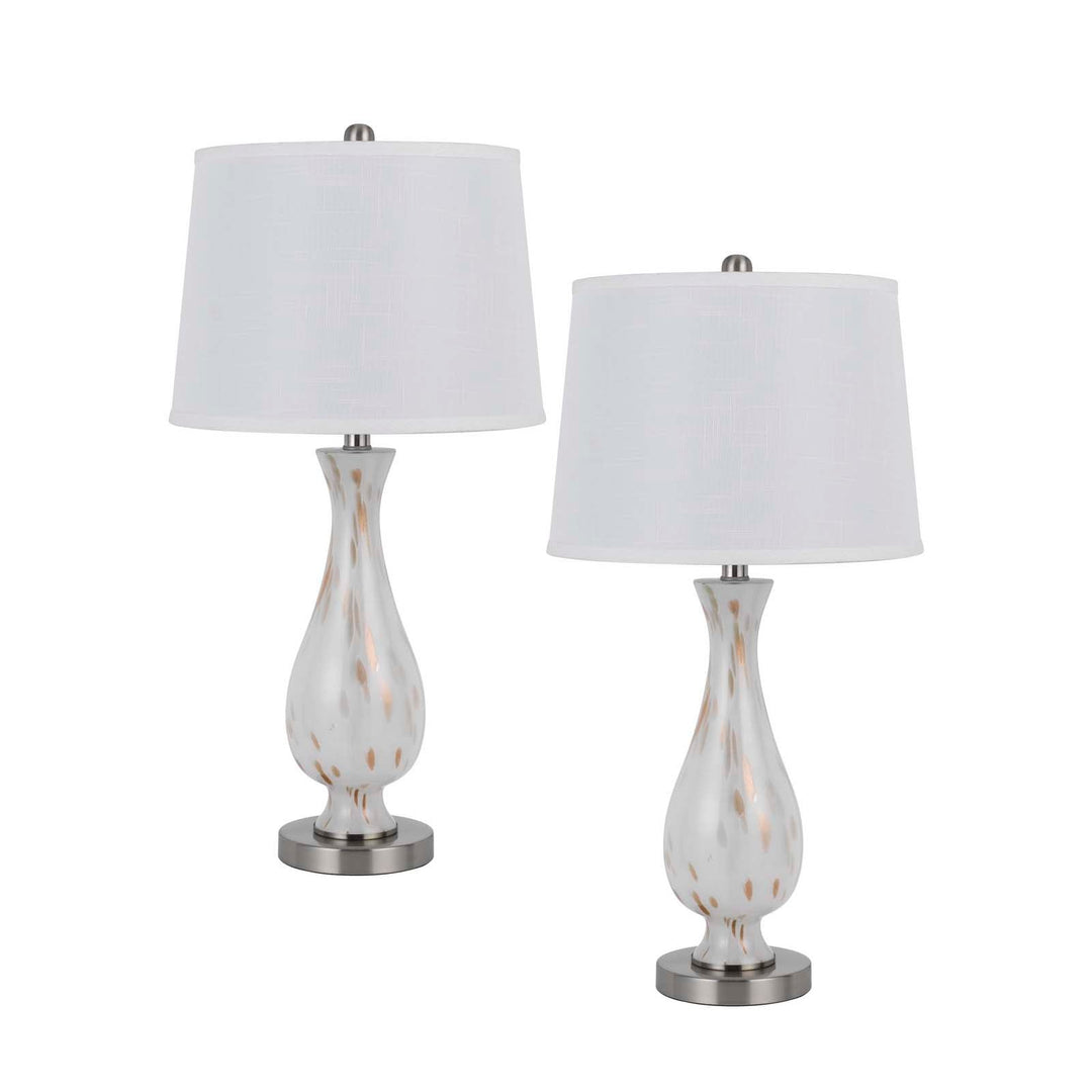 Antique Hardware 150W 3 WAY ABINGER GLASS TABLE LAMP WITH HARDBACK FABRIC SHADE (SOLD IN PAIRS) Table Lamp