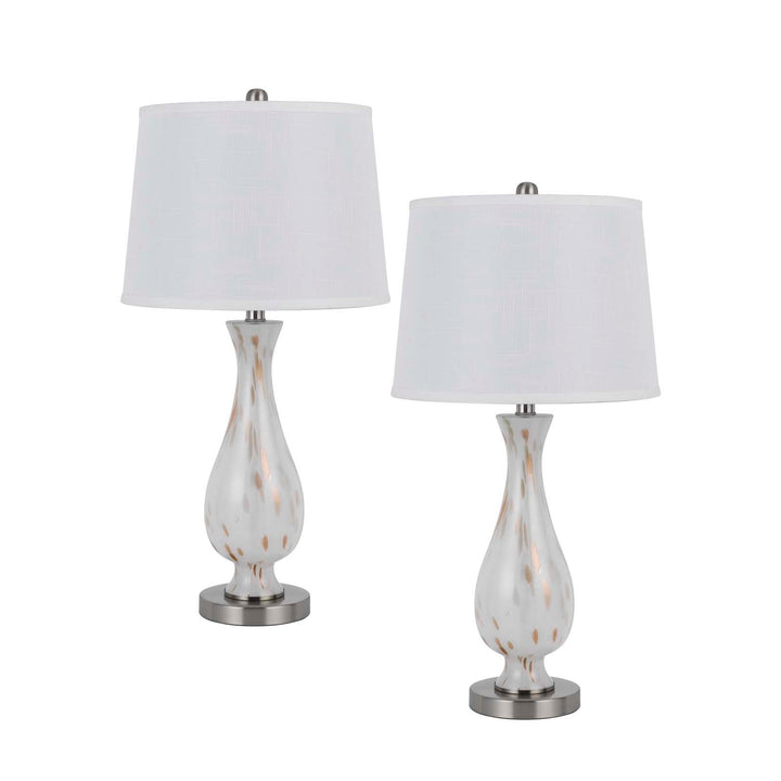 Antique Hardware 150W 3 WAY ABINGER GLASS TABLE LAMP WITH HARDBACK FABRIC SHADE (SOLD IN PAIRS) Table Lamp