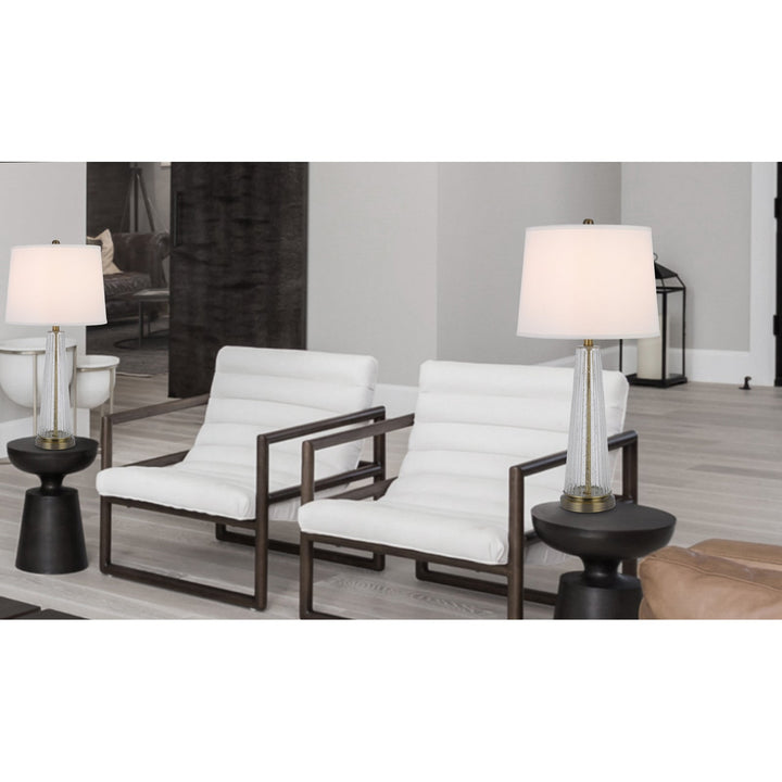 Antique Hardware 150W 3 WAY HUXLEY GLASS TABLE LAMP WITH HARDBACK FABRIC SHADE (SOLD IN PAIRS) Table Lamp