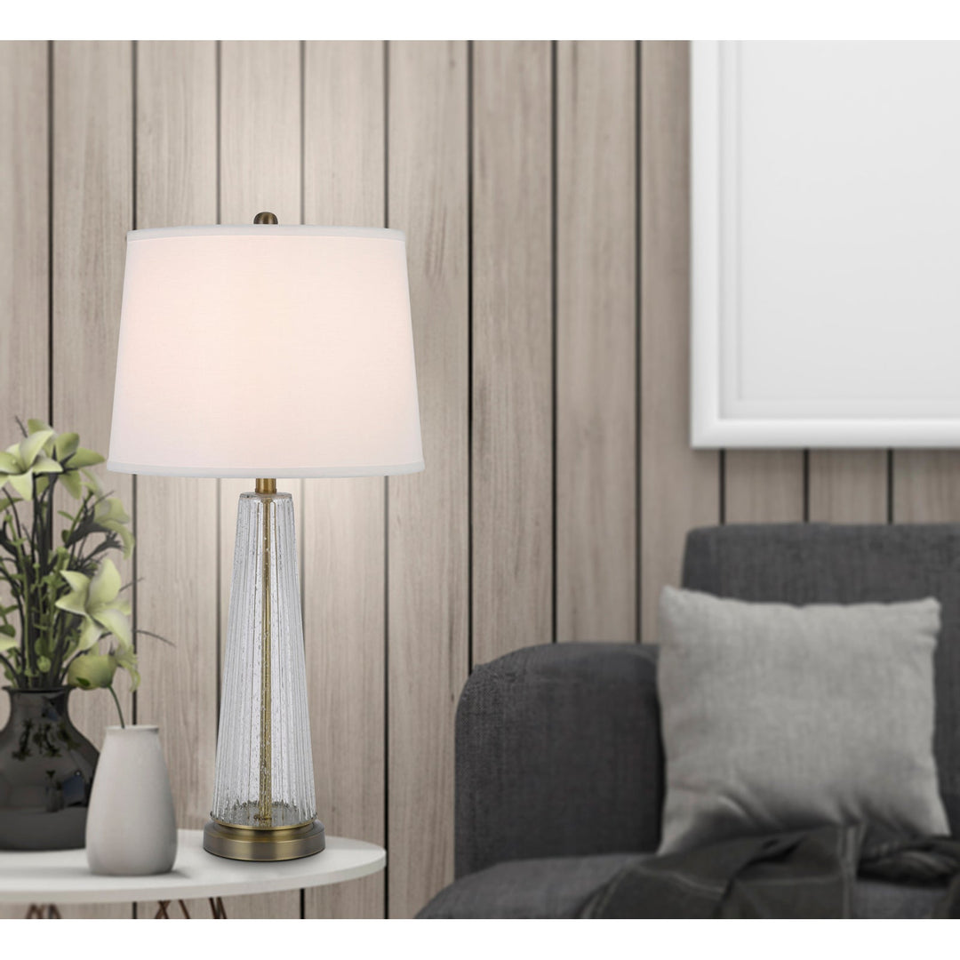 Antique Hardware 150W 3 WAY HUXLEY GLASS TABLE LAMP WITH HARDBACK FABRIC SHADE (SOLD IN PAIRS) Table Lamp