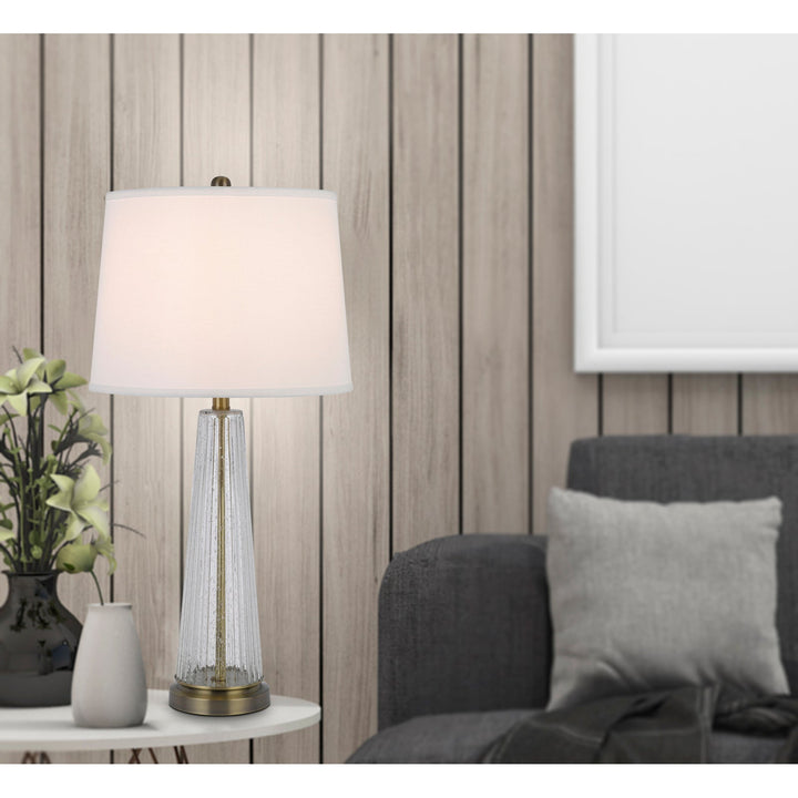 Antique Hardware 150W 3 WAY HUXLEY GLASS TABLE LAMP WITH HARDBACK FABRIC SHADE (SOLD IN PAIRS) Table Lamp