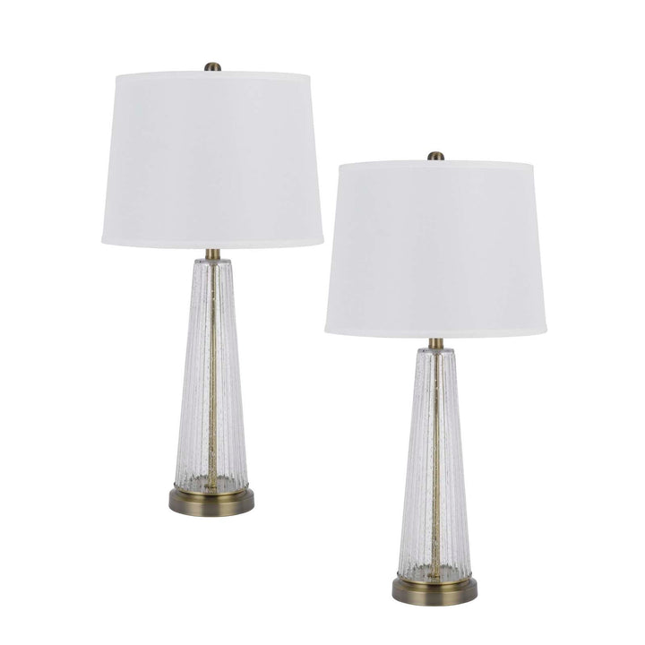 Antique Hardware 150W 3 WAY HUXLEY GLASS TABLE LAMP WITH HARDBACK FABRIC SHADE (SOLD IN PAIRS) Table Lamp