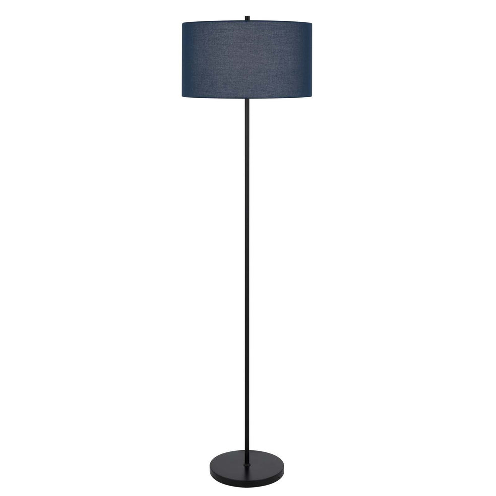 ##Antique Hardware## 150W 3 WAYT CROMWELL METAL FLOOR LAMP WITH NAVY BLUE LINEN SHADE