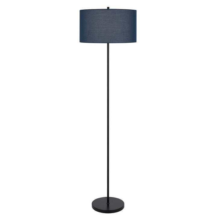 ##Antique Hardware## 150W 3 WAYT CROMWELL METAL FLOOR LAMP WITH NAVY BLUE LINEN SHADE