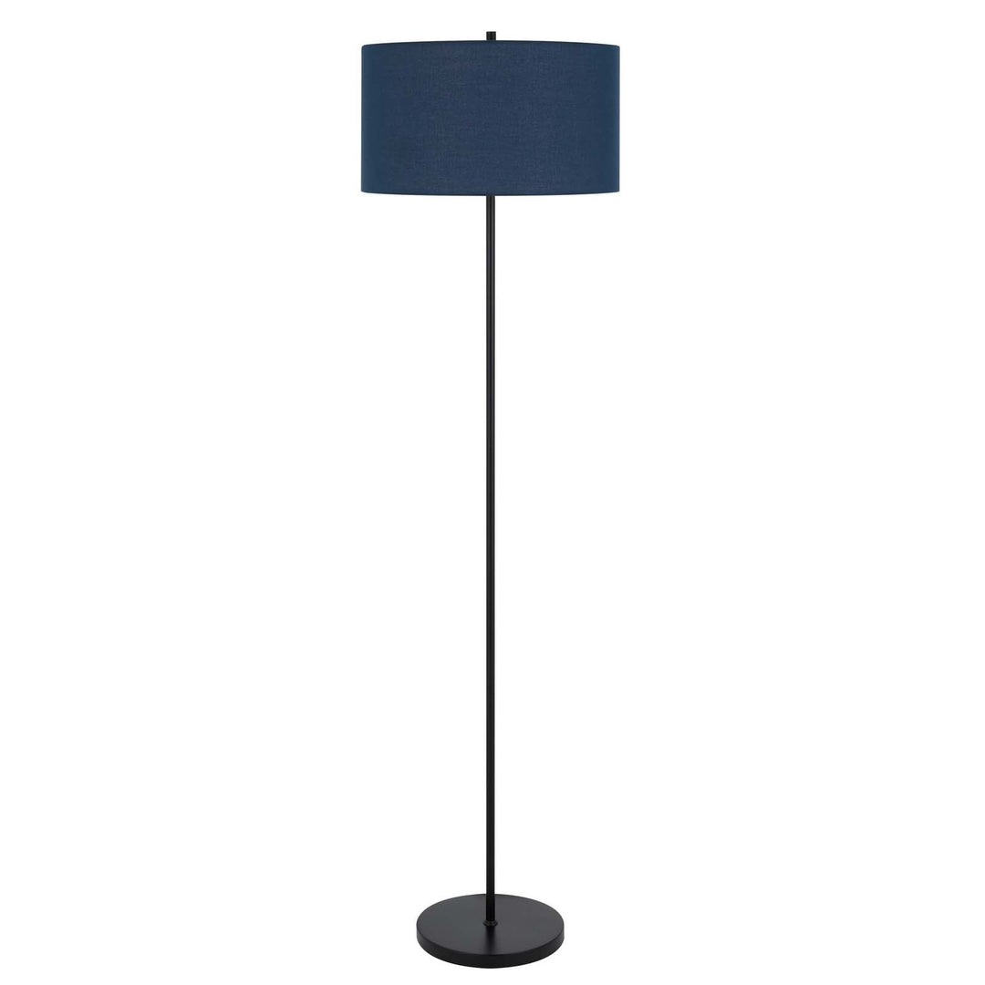 ##Antique Hardware## 150W 3 WAYT CROMWELL METAL FLOOR LAMP WITH NAVY BLUE LINEN SHADE