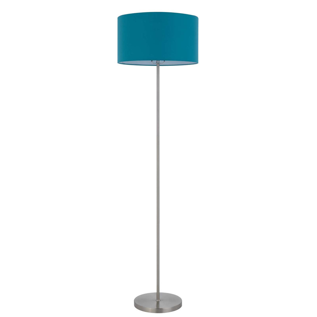 Antique Hardware 150W 3 WAYT CROMWELL METAL FLOOR LAMP WITH AQUA BLUE LINEN SHADE Floor Lamp