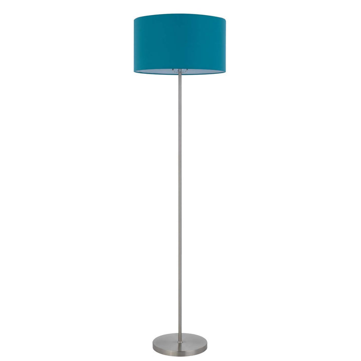 Antique Hardware 150W 3 WAYT CROMWELL METAL FLOOR LAMP WITH AQUA BLUE LINEN SHADE Floor Lamp
